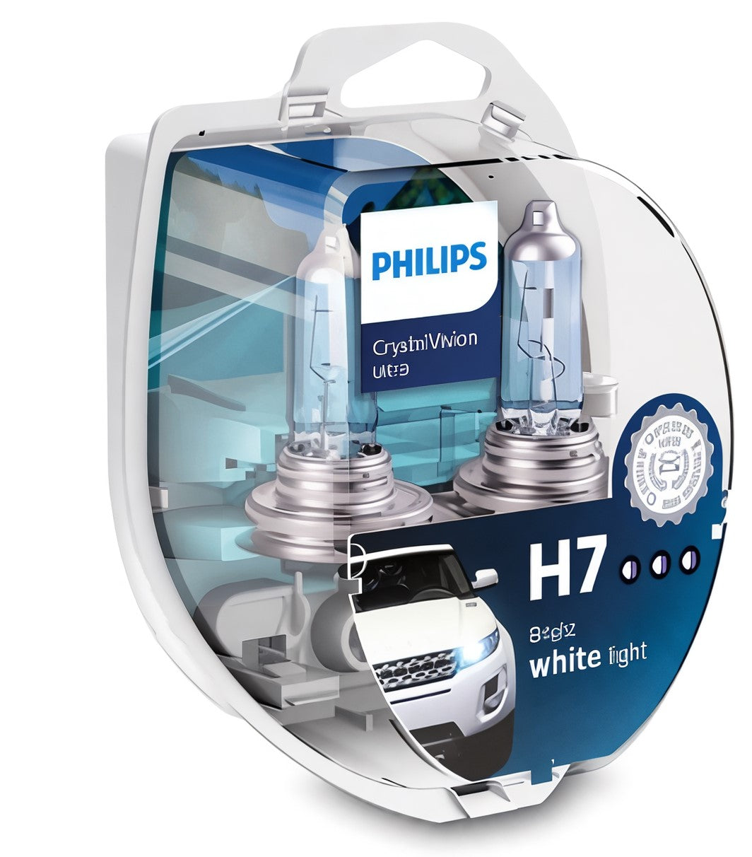 Philips Crystal Vision Ultra H7 + 2 Free Park Light Bulbs