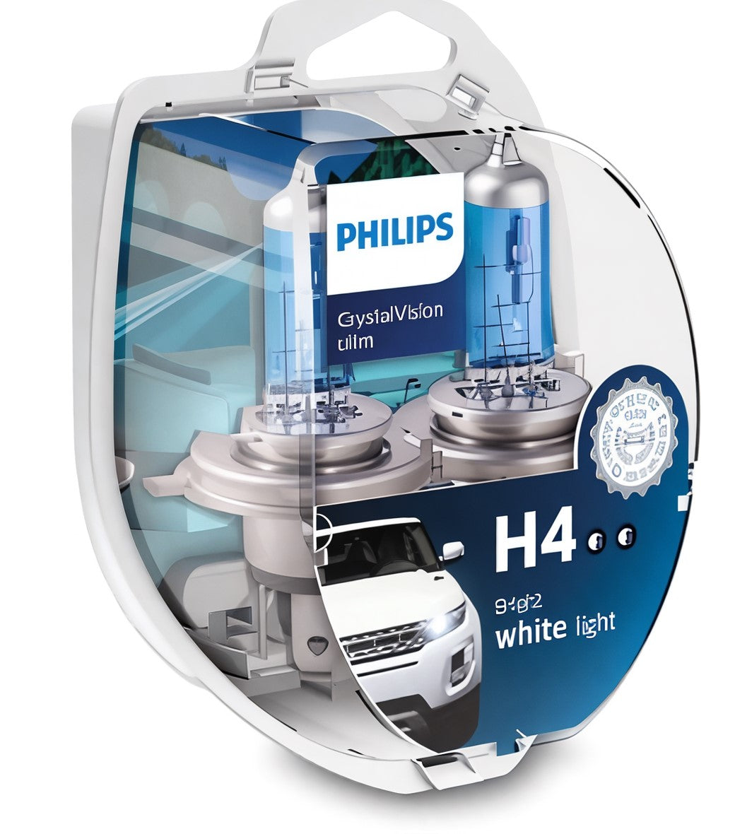 Philips Crystal Vision Ultra H4 + 2 Free Park Light Bulbs
