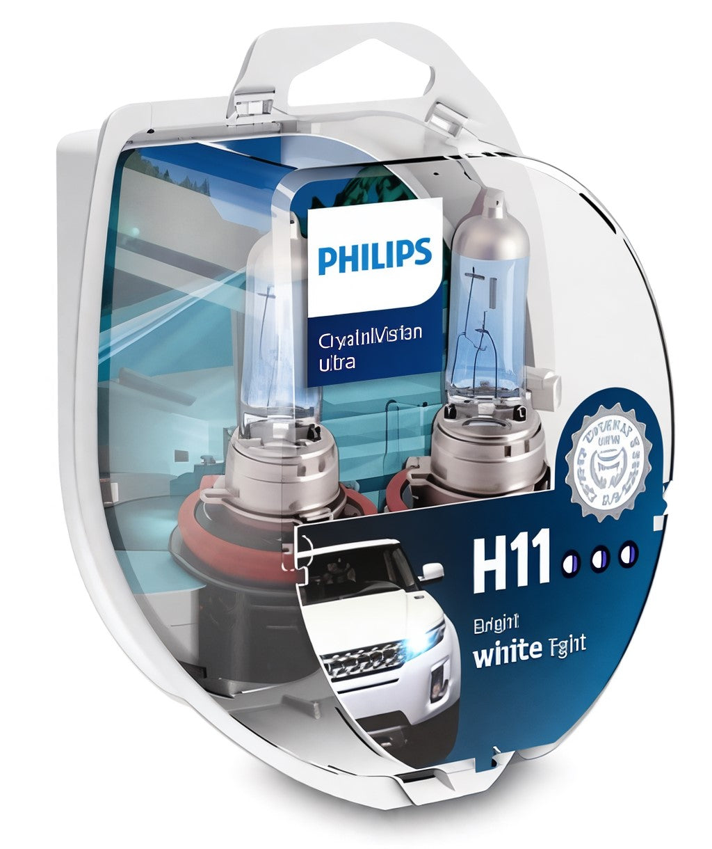 Philips Crystal Vision Ultra H11 + 2 Free Park Light Bulbs