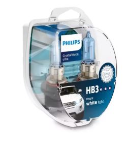 Philips Crystal Vision Ultra HB3 + 2 Free Park Light Bulbs