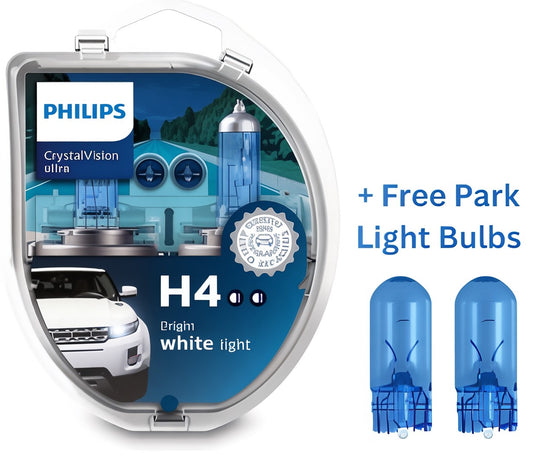 Philips Crystal Vision Ultra H4 + 2 Free Park Light Bulbs