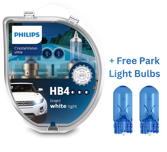 Philips Crystal Vision Ultra HB4 + 2 Free Park Light Bulbs