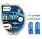 Philips Crystal Vision Ultra HB4 + 2 Free Park Light Bulbs