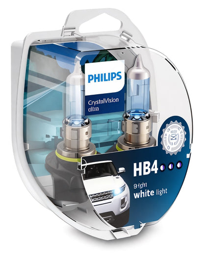 Philips Crystal Vision Ultra HB4 + 2 Free Park Light Bulbs